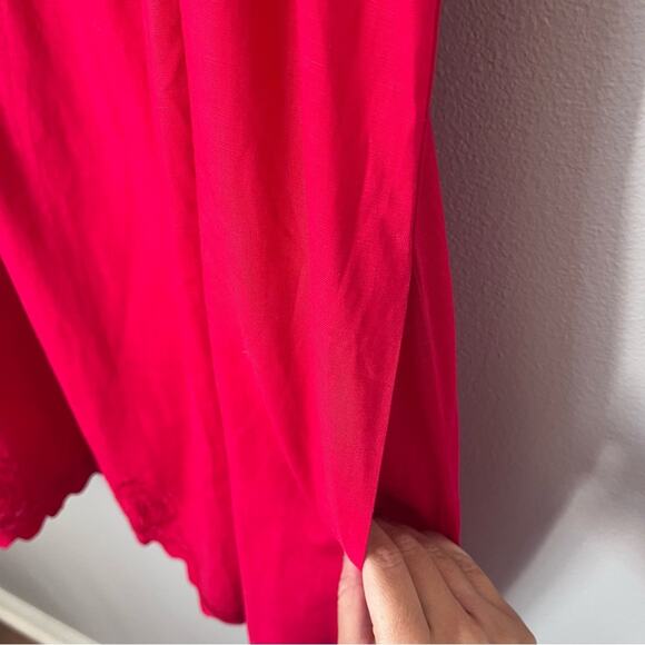 J.Marie Swift Scalloped Square Neck Ruffle Sleeve Mini Dress Red Preppy Large - Picture 4 of 10